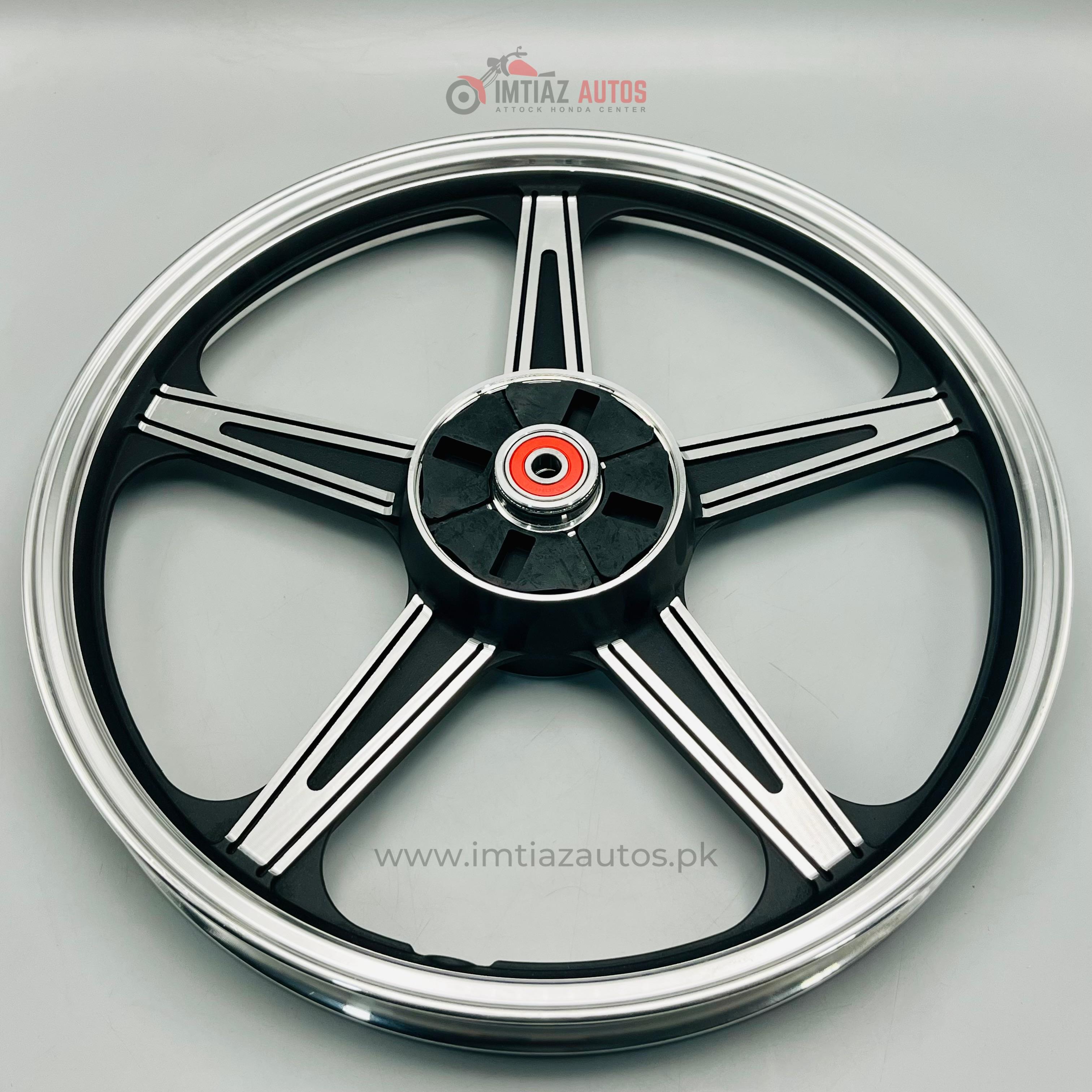 Jewish Star Rims CD70 STAR SHAPE Alloy Rim Set – Silver with Black Lines – Imtiaz Autos