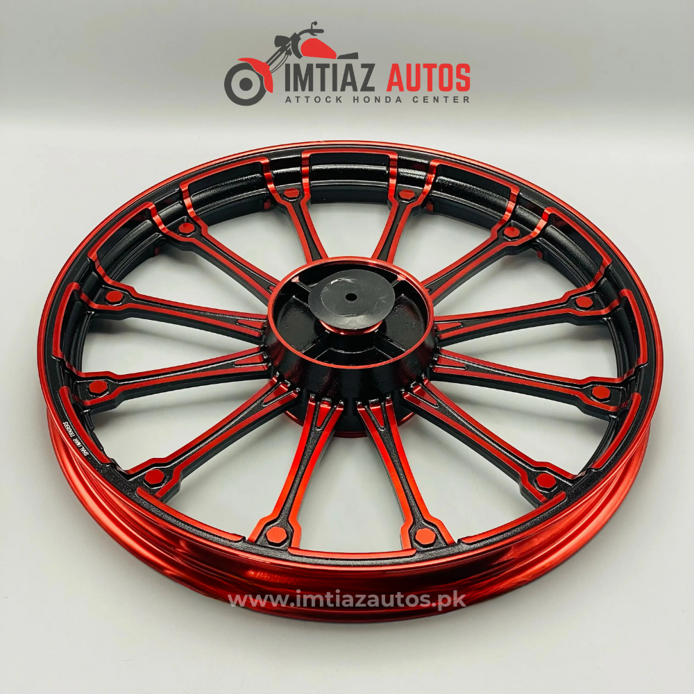 Red Rim 349 Crown Red Alloy Rims for Honda CD70 - Premium Quality – Imtiaz Autos